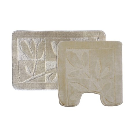 A set of bathroom mats "Lavr", 2 pcs: 50 x 80 cm, 55 x 55 cm, beige color