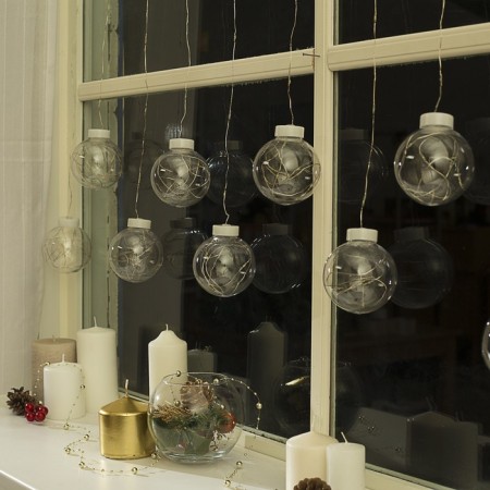 Garland “fringe” 2.5 × 0.7 m dews with nozzles “balls”, ip20, silver thread, 150 LED, white glow, 12 V-1