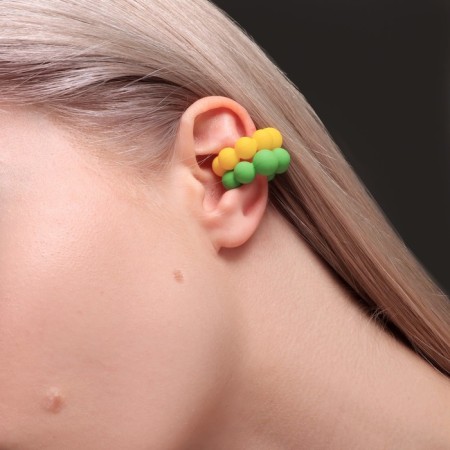 Earrings "Kaffa" set 2 pcs, spheres, color zeleen-yellow-1
