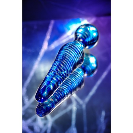 Sexus Glass bilateral phallimitator, glass, blue, 17 cm-3