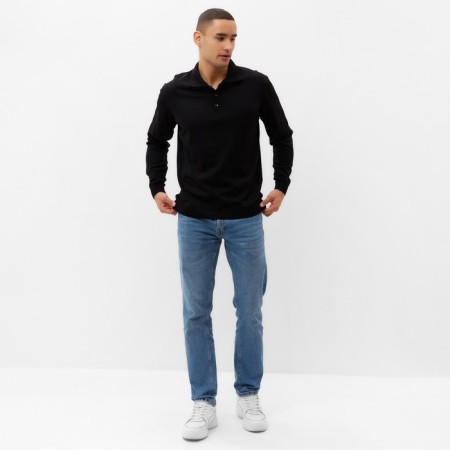 Jumper Polo Men's Minaku: Knitwear Collection Black Black, Rr. 46-1