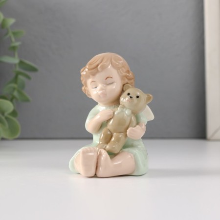 Souvenir Ceramics "Baby Angel with a Soft Bear" 5.5x5x8.5 cm