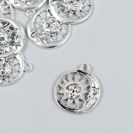 Decor for creativity Metal "Month and Sun" set 7 pcs silver 2.4x2.8 cm-1