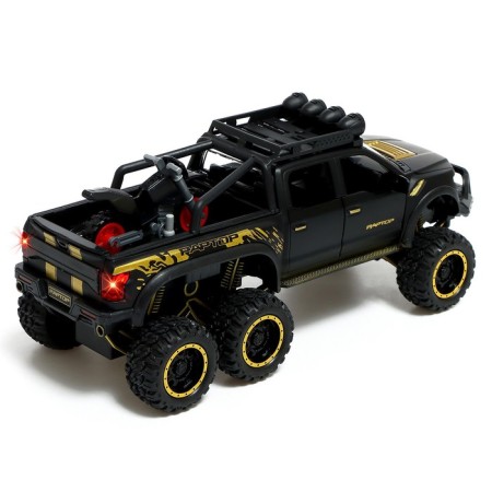 Metal jeep, 1:24, inertial, doors, hood, trunk, black color open-4