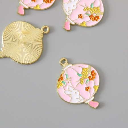 Decor for creativity metal, enamel "Bunny and flowers" 2.7x2.2 cm-1