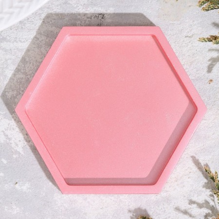 Summary "Hexagonnik. Marble" from gypsum, 9.7x1.3x1cm, pink-2