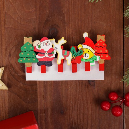 New Year's clothespins "New Year's miracles", set 6 5 × 3.5 cm