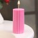 Candle-cylinder with faces, 5x10 cm, raspberry, 6 hours