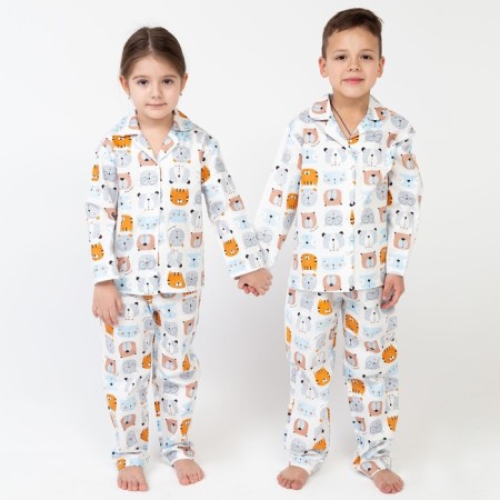 Pajama nursery (shirt, trousers) kaftan "animals" p. 110-116, white-8