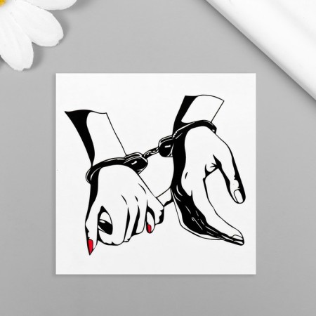 Black-red tattoo on the body "handcuffs" 6x6 cm