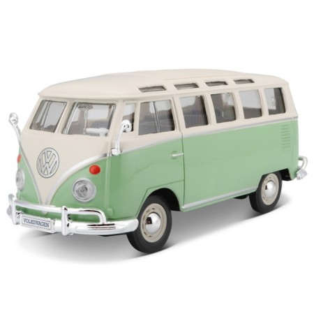 MASTO DIE-CAST Volkswagen Van Samba, opening doors, 1:25, green color