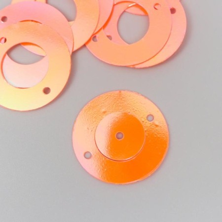 Sequins "Circle in the ring" Coral set 30 grams d = 2 cm