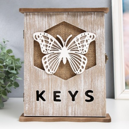 Keywood tree 6 hooks "Butterfly in the hexagon" 19.8x6x25 cm