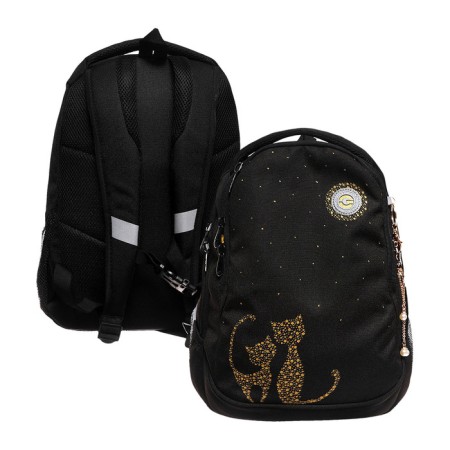Youth backpack 40 x 29 x 20 cm, Grizzly, ergonomic back, laptop department, black