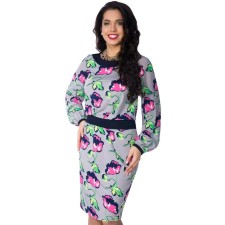 Female dress, size 42, gray, pink color
