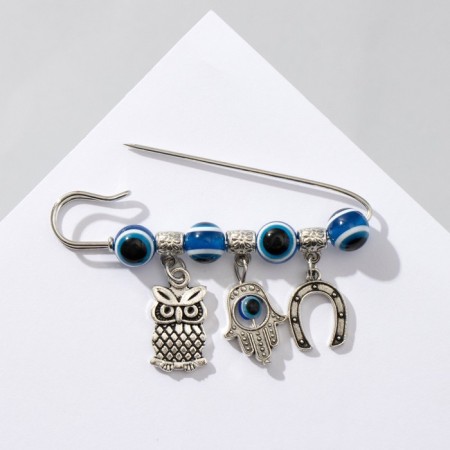 Sobel-bular "owl from the evil eye", 6 cm, blue color in silver-1