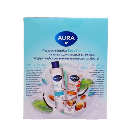 Aura Gift set "Cossack and almonds: shower cream gel, 250ml + hand cream, 75 ml-4