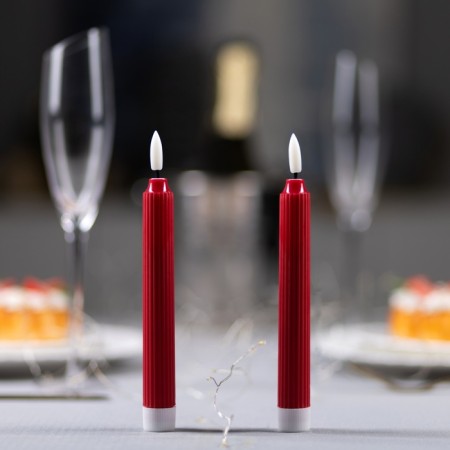 LED candle wax "red", 2x19 cm, AAX2 (not in the set.), T/white-1