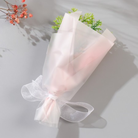 Mini-tube of soap petals "Direct pink rose with greens" 13 cm-2