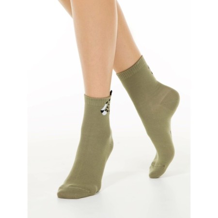 Women's socks with Pikot Conte Elegant Leopard, size 25, Khaki color-1