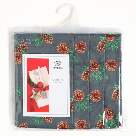 Set of New Year's napkins Ethel "Forest", 46x46 cm - 4 pcs, cotton, sarzha-5