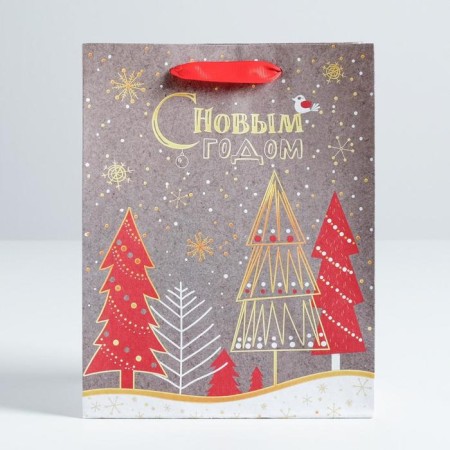 Craft vertical package "New Year's Christmas trees", 18 x 23 x 8 cm, New Year-2