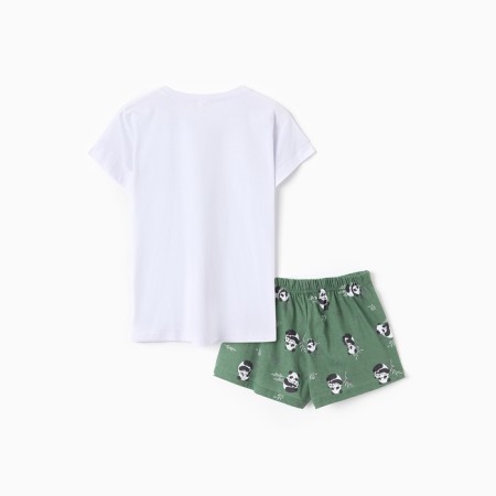 Female home set (T -shirt, shorts) "Panda", white/green color, size 52-4
