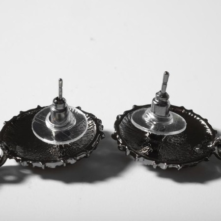 Earrings Metal "Caribbean" narrow drop, color gray-1