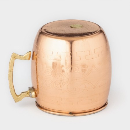 Copper mug, 450 ml, d = 8 cm, h = 8.5 cm, brass handle, with a pattern, 1 variety-3