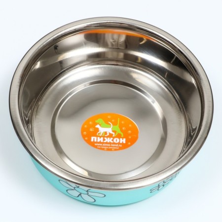 Metal bowl in the plastic case "Flowers", 445 ml, mint-1