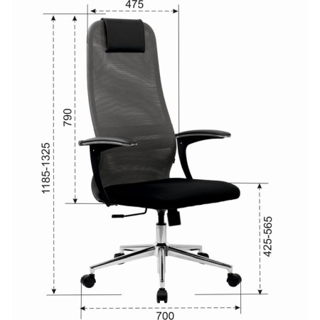 Кресло для руководителя BRABIX PREMIUM Ultimate EX-801 хром, сетка Х2, черный/серый-5