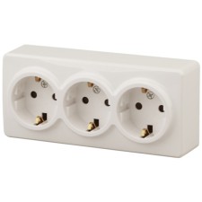 3x2p+E Schuko outlet with curtains, 16A-250V, IP20, OU, Era Expert, Elephant Bone
