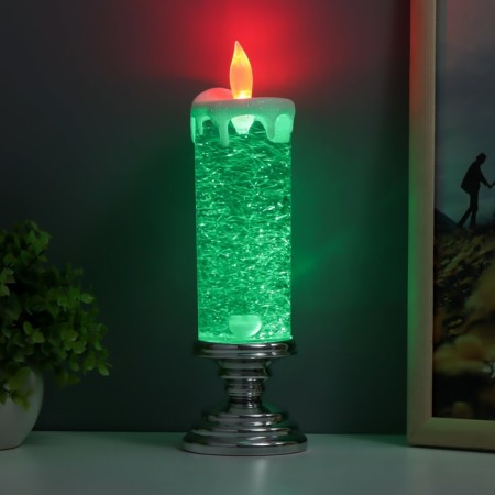 Lava-lamp "Frosty candle" LED from 3haa USB batteries silver 7x7x28cm-5