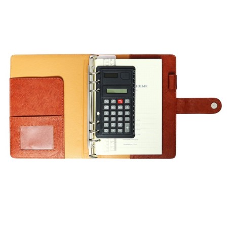 Organizer on the rings, PVC, A5, 140 sheets in a cage, on a button, with a calculator, mix-4