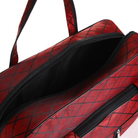 Road bag with lightning, external pocket, long belt, burgundy color-2