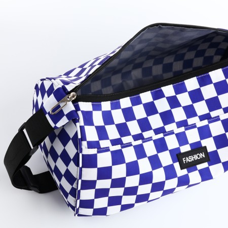 Sports bag with lightning, long belt, white/blue color-2