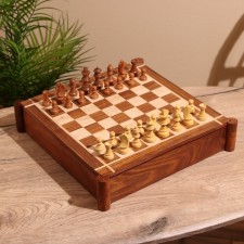 Board game 4V1 (chess + domino + checkers + cubes), board 35x35 cm, tree shisham