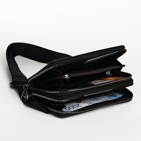 Men's purse-clate on the zipper Textura, black color-1