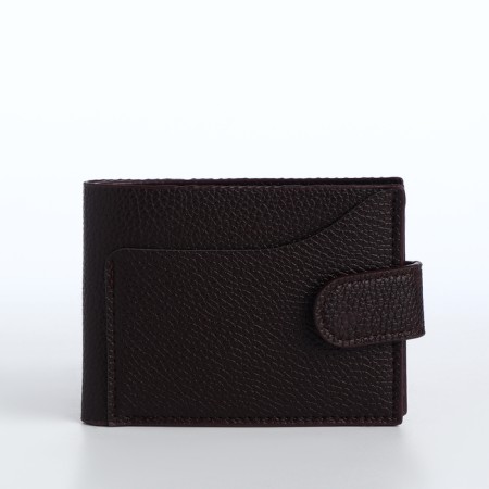 Men's purse on the button, a department for cards, coins, brown color