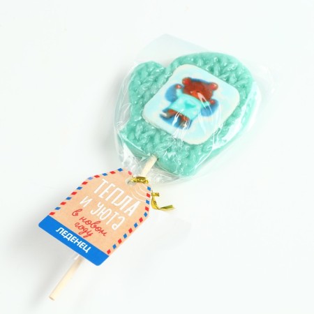 New Year! Lollice on a stick, mittens, with a waffle picture "City and comfort", 35 g-3