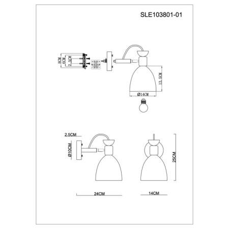 Wall lamp EVOLUCE. Sle103801-01. Balcamo. 1x60 watts, E27, 14x25 cm, color light wood, white-6