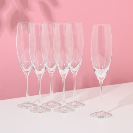 A set of glasses for champagne Bohemia Crystal "Sofia", 230 ml, 6 pcs