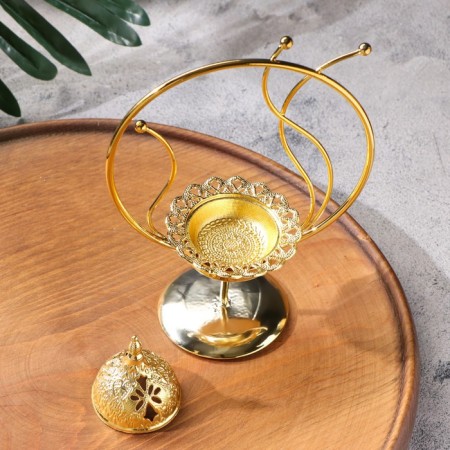 Kurilnitsa for incense powder and cones "tree", golden, 18x17 cm-2