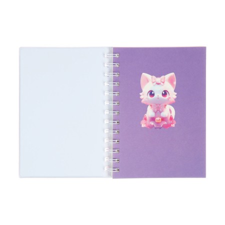 Notebook Gift Book on the comb 80l, line, color block, PVC Cat cover 3D (17.6x13.5cm) 105-4