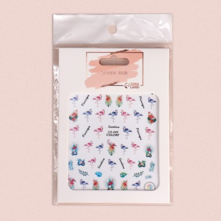 Flamingo nail stickers, multi -colored-2