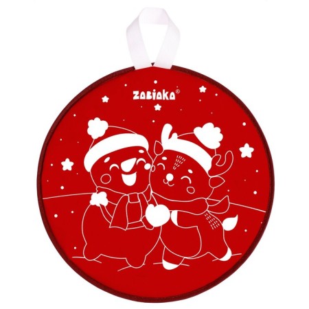 Ledyanka Soft "Snowman and Deer", diameter 33 cm, red