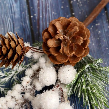 Decor "Winter Charm" white berries cones, 24 cm-1