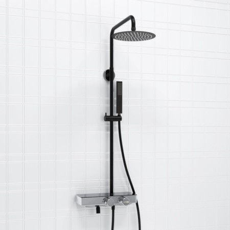 The shower system wasserkraft a114.258.218.cb thermo, tropical shower, thermostat, black-1
