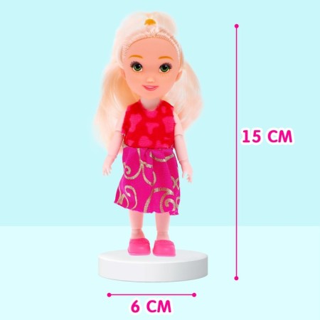 Doll "Natasha" in a dress, with an accessory, mix-1