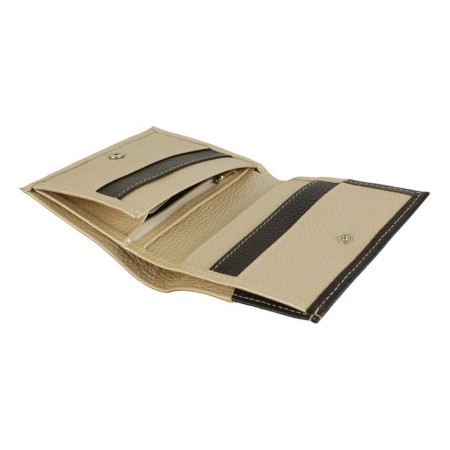 N/k wallet, button, pockets 6, d/coins 1, departments 3, metallic/brown. Fleet-2